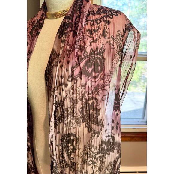 100% Silk Paisley Bead Embroidered Scarf - Picture 2 of 6